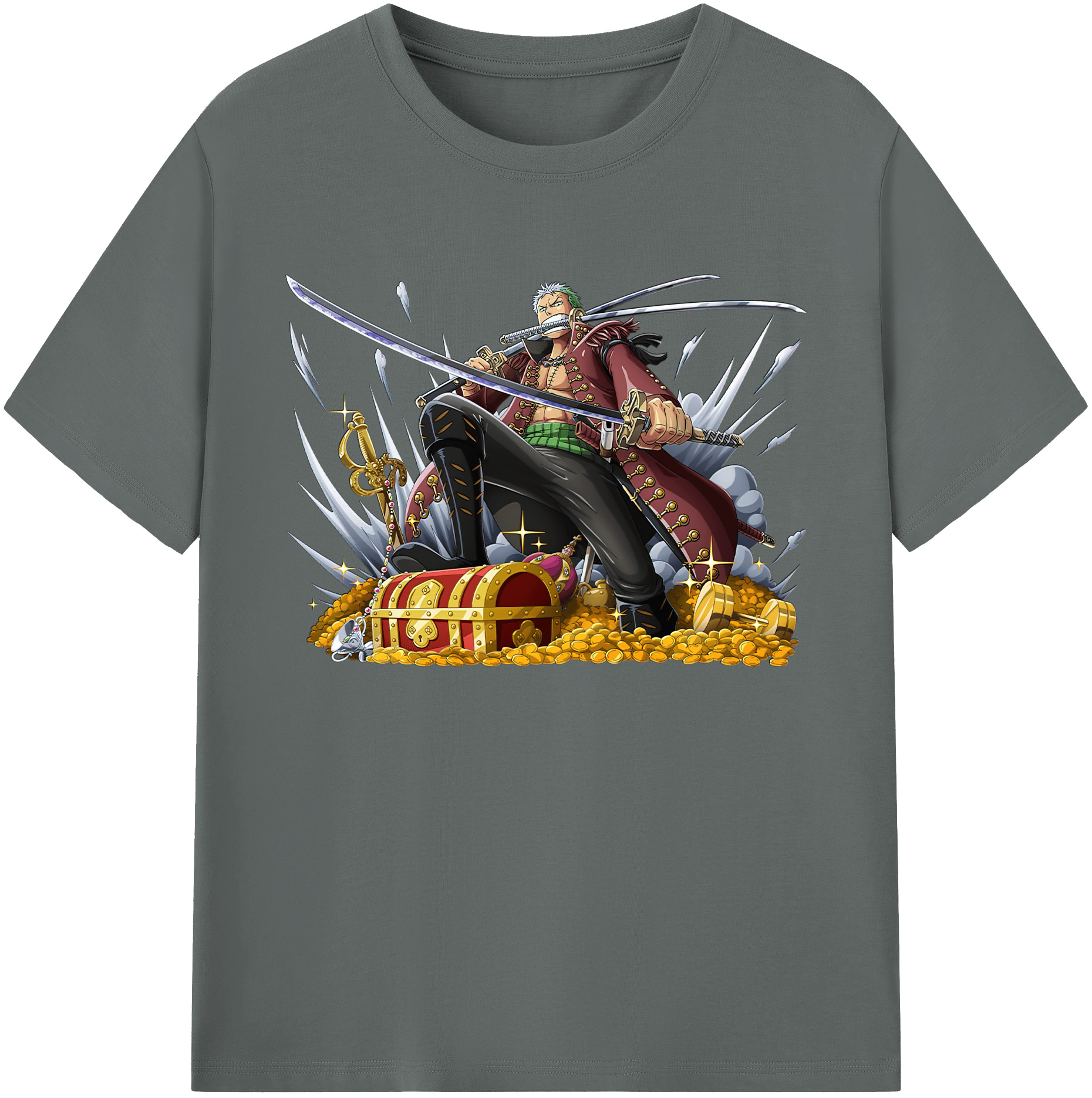 ワンピース ロロノア・ゾロ ONE PIECE Roronoa Zoro 綿100％ メンズ半袖Tシャツ｜肌触りやわらか＆通気性